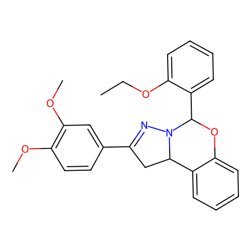 2-(3,4-dimethoxyphenyl)-5-(2-ethoxyphenyl)-1,10b-dihydropyrazolo[1,5-c][1,3]benzoxazine structure