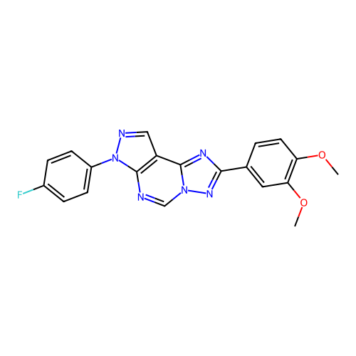 2-(3,4-dimethoxyphenyl)-7-(4-fluorophenyl)-7H-pyrazolo[4,3-e][1,2,4]triazolo[1,5-c]pyrimidine structure