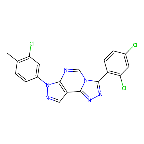 7-(2,4-Dichlorophenyl)-3-(3-chloro-4-methylphenyl)-6-hydropyrazolo[5,4-d]1,2,4-triazolo[4,3-e]pyrimidine structure