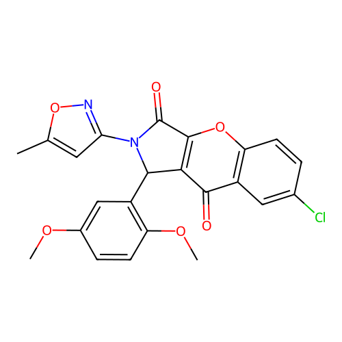 7-chloro-1-(2,5-dimethoxyphenyl)-2-(5-methyl-1,2-oxazol-3-yl)-1,2-dihydrochromeno[2,3-c]pyrrole-3,9-dione structure