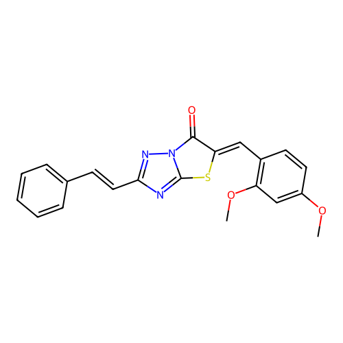 (5Z)-5-(2,4-dimethoxybenzylidene)-2-[(E)-2-phenylethenyl][1,3]thiazolo[3,2-b][1,2,4]triazol-6(5H)-one structure