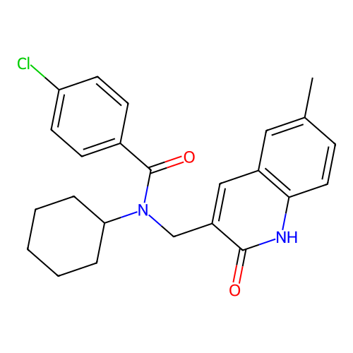 4-chloro-N-cyclohexyl-N-((2-hydroxy-6-methylquinolin-3-yl)methyl)benzamide structure