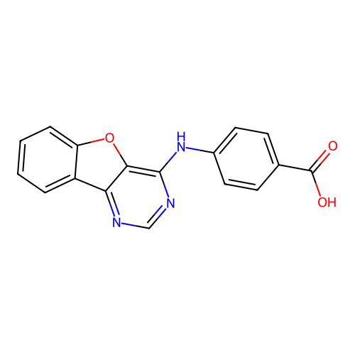4-([1]Benzofuro[3,2-d]pyrimidin-4-ylamino)benzoic acid structure