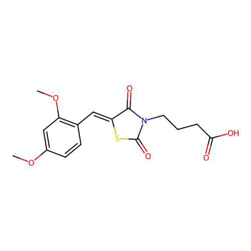 4-{5-[(2,4-dimethoxyphenyl)methylene]-2,4-dioxo-1,3-thiazolidin-3-yl}butanoic acid structure