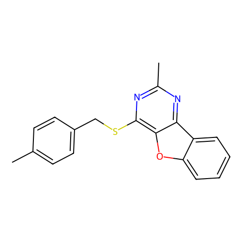 2-Methyl-4-[(4-methylbenzyl)sulfanyl][1]benzofuro[3,2-d]pyrimidine structure
