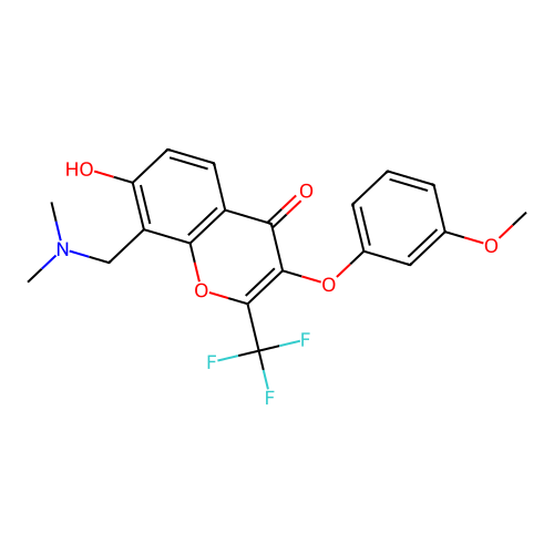 8-((dimethylamino)methyl)-7-hydroxy-3-(3-methoxyphenoxy)-2-(trifluoromethyl)-4H-chromen-4-one structure