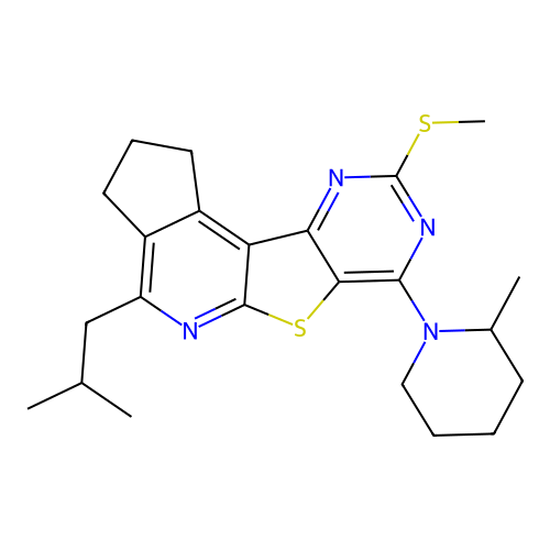 4-isobutyl-7-(2-methylpiperidin-1-yl)-9-(methylthio)-2,3-dihydro-1H-cyclopenta[4',5']pyrido[3',2':4,5]thieno[3,2-d]pyrimidine structure