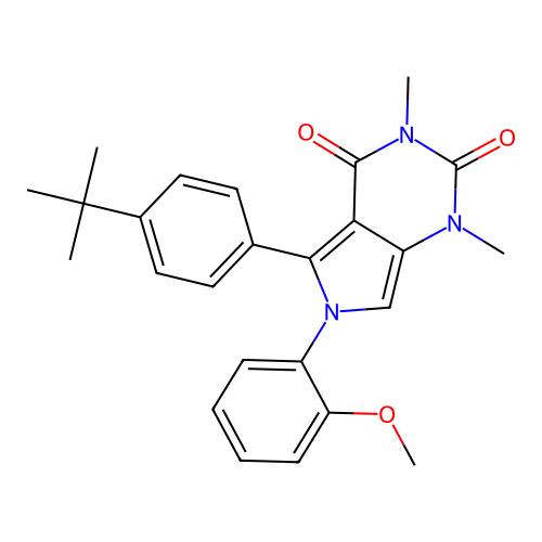 5-(4-tert-butylphenyl)-6-(2-methoxyphenyl)-1,3-dimethylpyrrolo[3,4-d]pyrimidine-2,4-dione structure