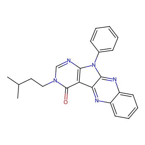 3-isopentyl-11-phenyl-3H-pyrimido[5',4':4,5]pyrrolo[2,3-b]quinoxalin-4(11H)-one structure