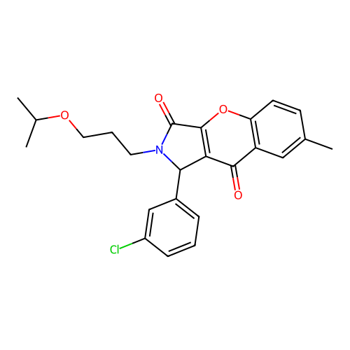 1-(3-chlorophenyl)-2-(3-isopropoxypropyl)-7-methyl-1,2-dihydrochromeno[2,3-c]pyrrole-3,9-dione structure