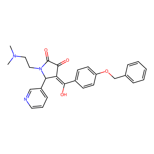 1-(2-dimethylaminoethyl)-4-[hydroxy-(4-phenylmethoxyphenyl)methylidene]-5-pyridin-3-ylpyrrolidine-2,3-dione structure
