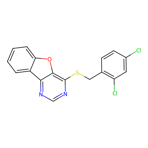 4-[(2,4-Dichlorobenzyl)sulfanyl][1]benzofuro[3,2-d]pyrimidine structure