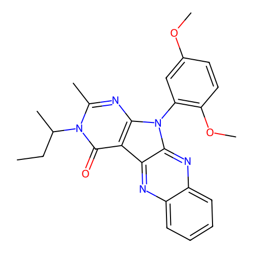 3-(butan-2-yl)-11-(2,5-dimethoxyphenyl)-2-methyl-3,11-dihydro-4H-pyrimido[5',4':4,5]pyrrolo[2,3-b]quinoxalin-4-one structure