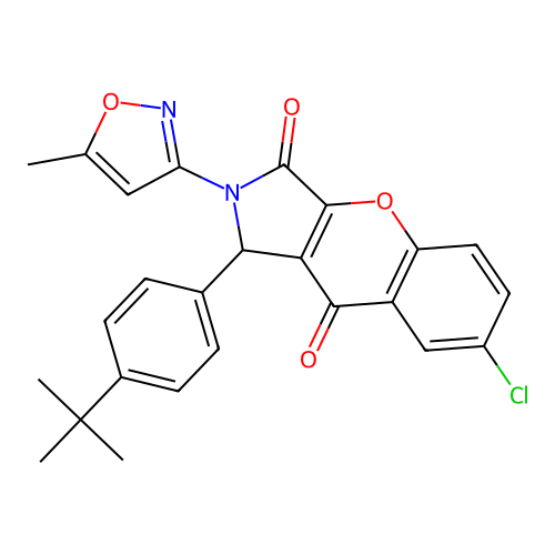 1-(4-(tert-butyl)phenyl)-7-chloro-2-(5-methylisoxazol-3-yl)-1,2-dihydrochromeno[2,3-c]pyrrole-3,9-dione structure
