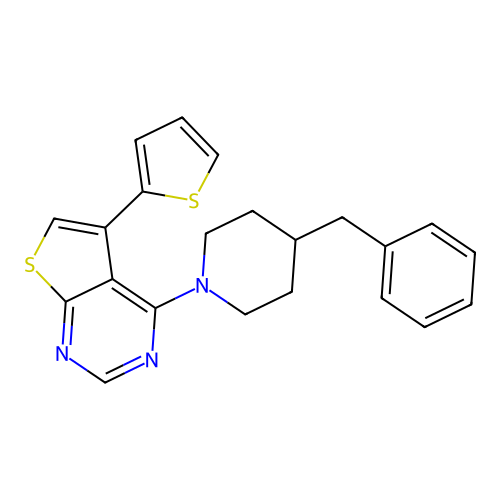 4-(4-Benzylpiperidin-1-yl)-5-(thiophen-2-yl)thieno[2,3-d]pyrimidine structure