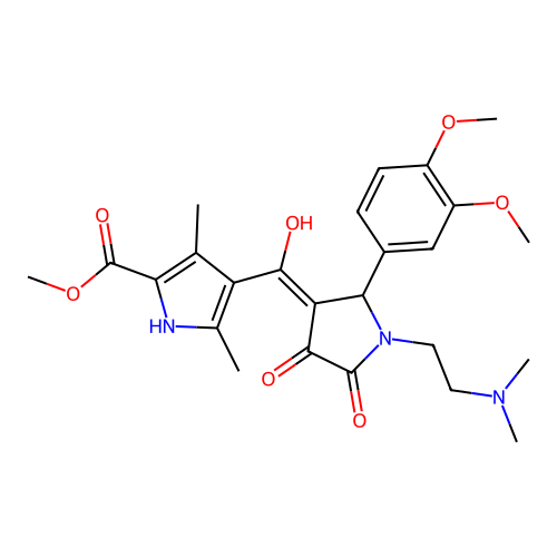 methyl 4-({2-(3,4-dimethoxyphenyl)-1-[2-(dimethylamino)ethyl]-4-hydroxy-5-oxo( 3-pyrrolin-3-yl)}carbonyl)-3,5-dimethylpyrrole-2-carboxylate structure