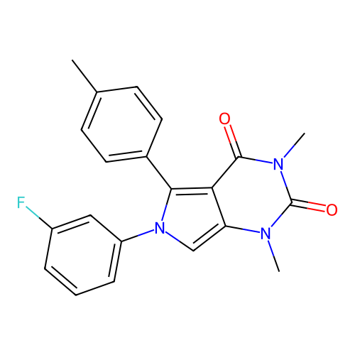 6-(3-fluorophenyl)-1,3-dimethyl-5-(4-methylphenyl)pyrrolo[3,4-d]pyrimidine-2,4-dione structure