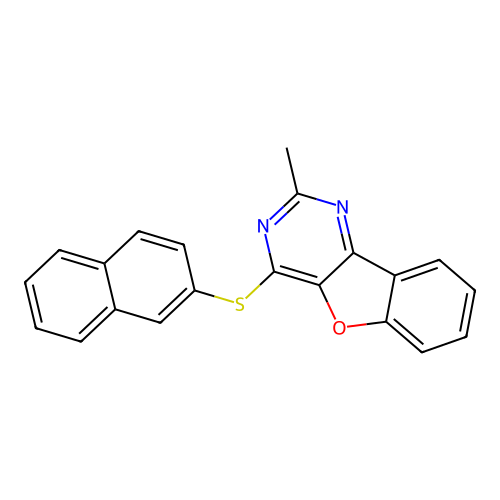 2-Methyl-4-(naphthalen-2-ylsulfanyl)[1]benzofuro[3,2-d]pyrimidine structure
