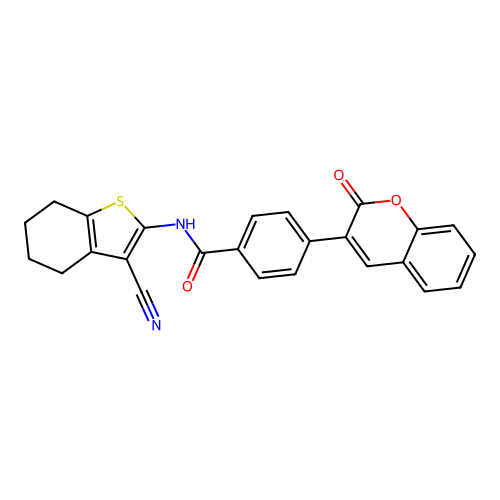 N-(3-cyano-4,5,6,7-tetrahydro-1-benzothien-2-yl)-4-(2-oxo-2H-chromen-3-yl)benzamide structure