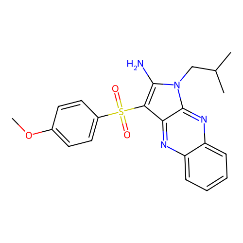 1-isobutyl-3-((4-methoxyphenyl)sulfonyl)-1H-pyrrolo[2,3-b]quinoxalin-2-amine structure
