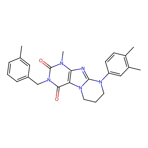 9-(3,4-dimethylphenyl)-1-methyl-3-(3-methylbenzyl)-6,7,8,9-tetrahydropyrimido[2,1-f]purine-2,4(1H,3H)-dione structure