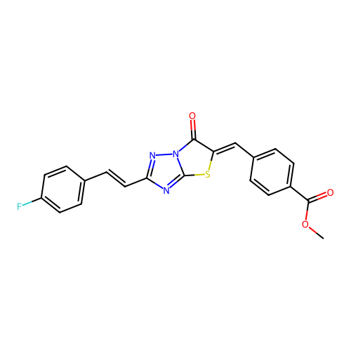 methyl 4-[(Z)-{2-[(E)-2-(4-fluorophenyl)ethenyl]-6-oxo[1,3]thiazolo[3,2-b][1,2,4]triazol-5(6H)-ylidene}methyl]benzoate structure