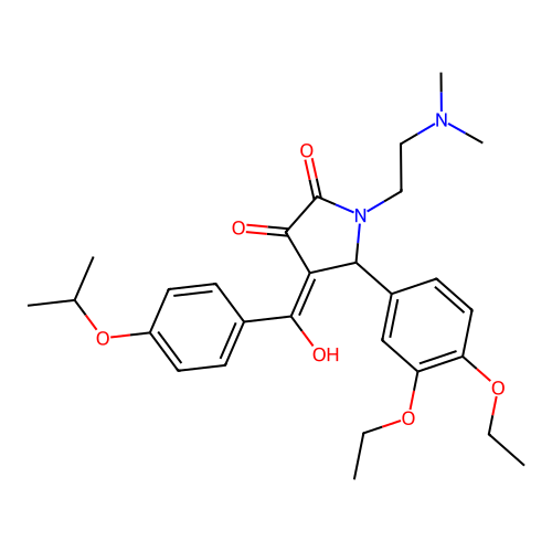 (4E)-5-(3,4-diethoxyphenyl)-1-(2-dimethylaminoethyl)-4-[hydroxy-(4-propan-2-yloxyphenyl)methylidene]pyrrolidine-2,3-dione structure