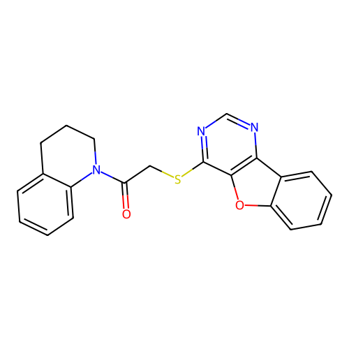 2-(benzofuro[3,2-d]pyrimidin-4-ylthio)-1-(3,4-dihydroquinolin-1(2H)-yl)ethanone structure
