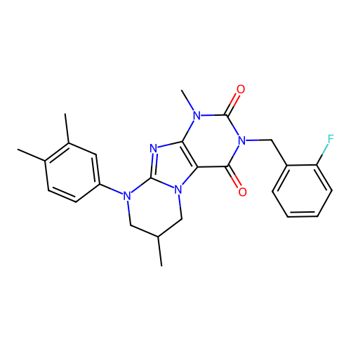 9-(3,4-dimethylphenyl)-3-(2-fluorobenzyl)-1,7-dimethyl-6,7,8,9-tetrahydropyrimido[2,1-f]purine-2,4(1H,3H)-dione structure