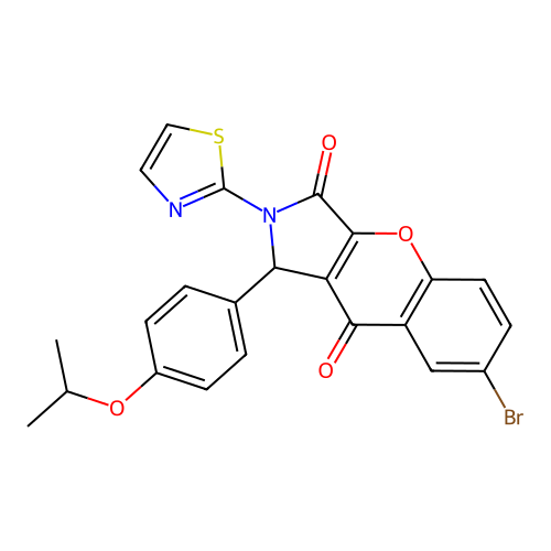 7-bromo-1-[4-(propan-2-yloxy)phenyl]-2-(1,3-thiazol-2-yl)-1,2-dihydrochromeno[2,3-c]pyrrole-3,9-dione structure