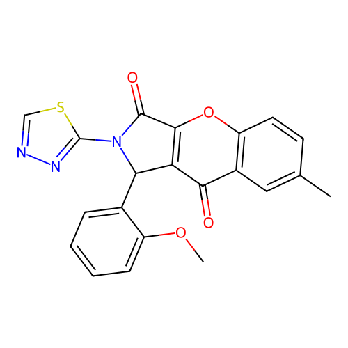1-(2-methoxyphenyl)-7-methyl-2-(1,3,4-thiadiazol-2-yl)-1,2-dihydrochromeno[2,3-c]pyrrole-3,9-dione structure
