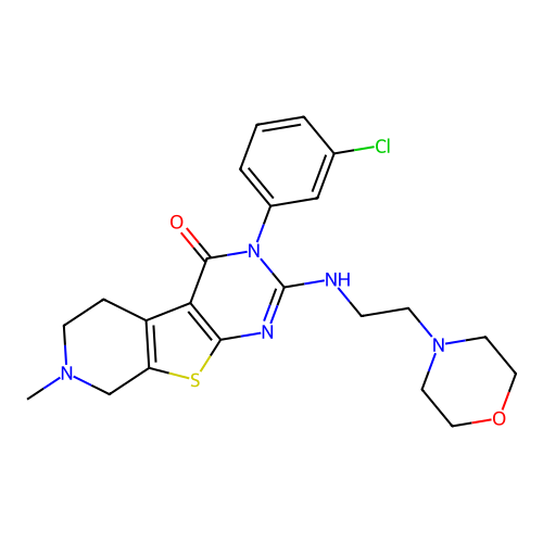 3-(3-chlorophenyl)-7-methyl-2-((2-morpholinoethyl)amino)-5,6,7,8-tetrahydropyrido[4',3':4,5]thieno[2,3-d]pyrimidin-4(3H)-one structure