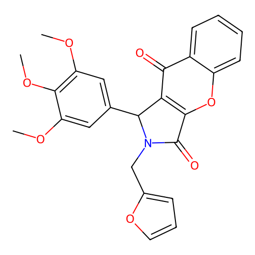 2-(furan-2-ylmethyl)-1-(3,4,5-trimethoxyphenyl)-1,2-dihydrochromeno[2,3-c]pyrrole-3,9-dione structure