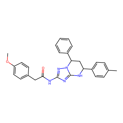 2-(4-methoxyphenyl)-N-(7-phenyl-5-(p-tolyl)-4,5,6,7-tetrahydro-[1,2,4]triazolo[1,5-a]pyrimidin-2-yl)acetamide structure