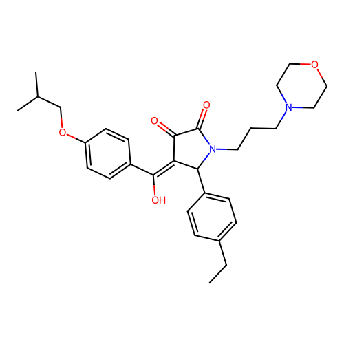 (4E)-5-(4-ethylphenyl)-4-[hydroxy-[4-(2-methylpropoxy)phenyl]methylidene]-1-(3-morpholin-4-ylpropyl)pyrrolidine-2,3-dione structure
