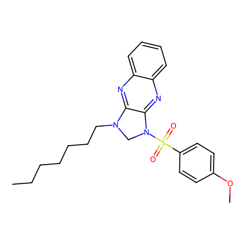 1-heptyl-3-((4-methoxyphenyl)sulfonyl)-2,3-dihydro-1H-imidazo[4,5-b]quinoxaline structure