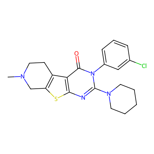 3-(3-chlorophenyl)-7-methyl-2-(piperidin-1-yl)-5,6,7,8-tetrahydropyrido[4',3':4,5]thieno[2,3-d]pyrimidin-4(3H)-one structure
