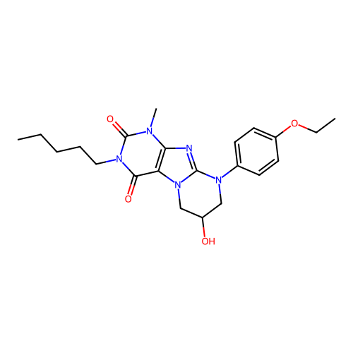 9-(4-ethoxyphenyl)-7-hydroxy-1-methyl-3-pentyl-6,7,8,9-tetrahydropyrimido[2,1-f]purine-2,4(1H,3H)-dione structure