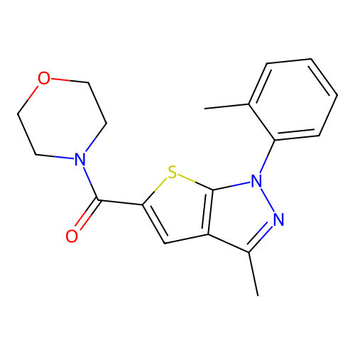[3-Methyl-1-(2-methylphenyl)thieno[2,3-c]pyrazol-5-yl]-morpholin-4-ylmethanone structure