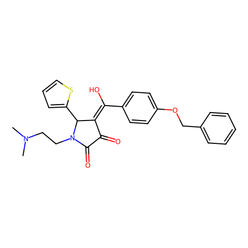 (4E)-1-(2-dimethylaminoethyl)-4-[hydroxy-(4-phenylmethoxyphenyl)methylidene]-5-thiophen-2-ylpyrrolidine-2,3-dione structure