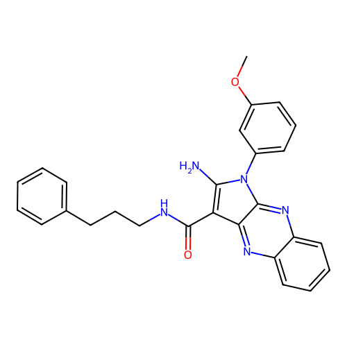 2-amino-1-(3-methoxyphenyl)-N-(3-phenylpropyl)-1H-pyrrolo[2,3-b]quinoxaline-3-carboxamide structure