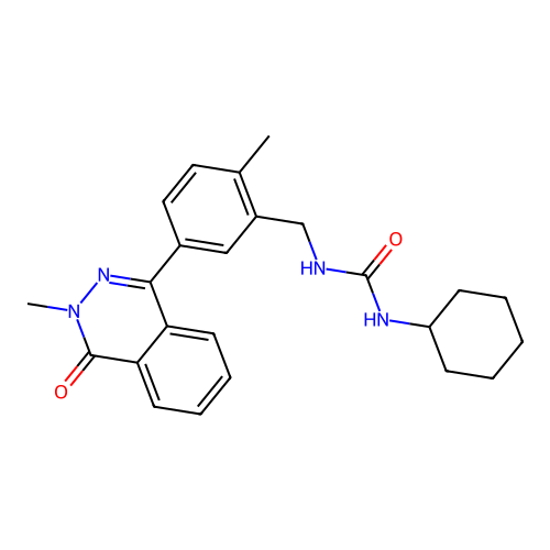 1-cyclohexyl-3-[2-methyl-5-(3-methyl-4-oxo-3,4-dihydrophthalazin-1-yl)benzyl]urea structure