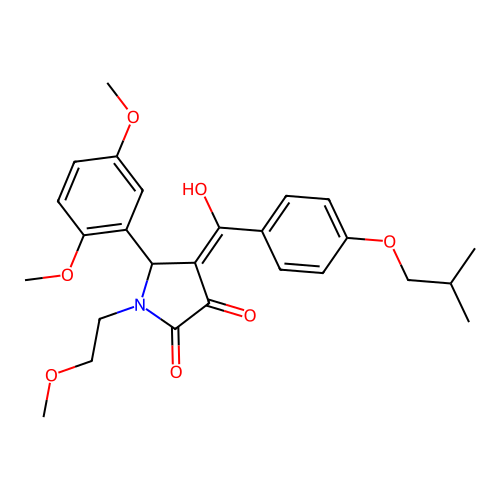 (4E)-5-(2,5-dimethoxyphenyl)-4-[hydroxy-[4-(2-methylpropoxy)phenyl]methylidene]-1-(2-methoxyethyl)pyrrolidine-2,3-dione structure