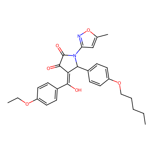 (4E)-4-[(4-ethoxyphenyl)(hydroxy)methylidene]-1-(5-methyl-1,2-oxazol-3-yl)-5-[4-(pentyloxy)phenyl]pyrrolidine-2,3-dione structure
