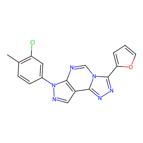 7-(3-chloro-4-methylphenyl)-3-(furan-2-yl)-7H-pyrazolo[4,3-e][1,2,4]triazolo[4,3-c]pyrimidine structure