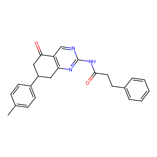 N-[7-(4-methylphenyl)-5-oxo-5,6,7,8-tetrahydroquinazolin-2-yl]-3-phenylpropanamide structure