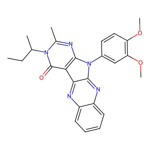 3-(butan-2-yl)-11-(3,4-dimethoxyphenyl)-2-methyl-3,11-dihydro-4H-pyrimido[5',4':4,5]pyrrolo[2,3-b]quinoxalin-4-one structure