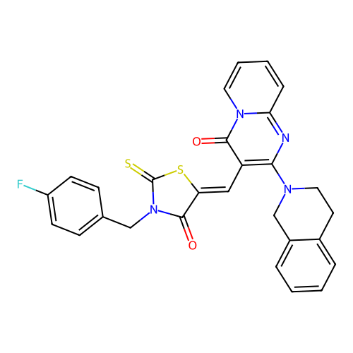 2-(3,4-dihydroisoquinolin-2(1H)-yl)-3-{(Z)-[3-(4-fluorobenzyl)-4-oxo-2-thioxo-1,3-thiazolidin-5-ylidene]methyl}-4H-pyrido[1,2-a]pyrimidin-4-one structure