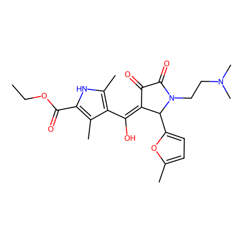 ethyl 4-(1-(2-(dimethylamino)ethyl)-4-hydroxy-2-(5-methylfuran-2-yl)-5-oxo-2,5-dihydro-1H-pyrrole-3-carbonyl)-3,5-dimethyl-1H-pyrrole-2-carboxylate structure