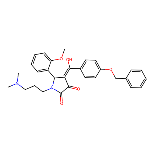 (4E)-1-[3-(dimethylamino)propyl]-4-[hydroxy-(4-phenylmethoxyphenyl)methylidene]-5-(2-methoxyphenyl)pyrrolidine-2,3-dione structure